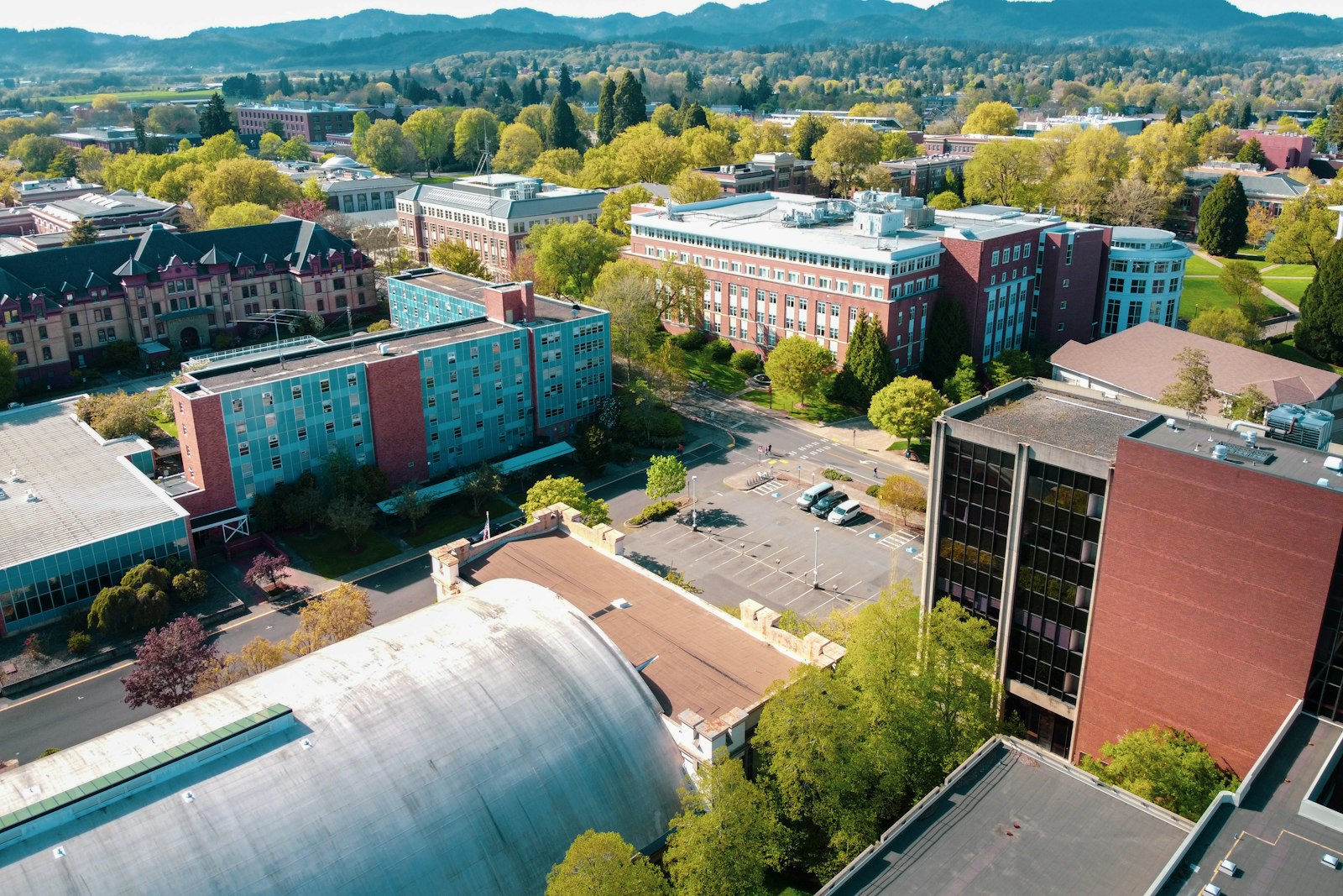 University campus from above