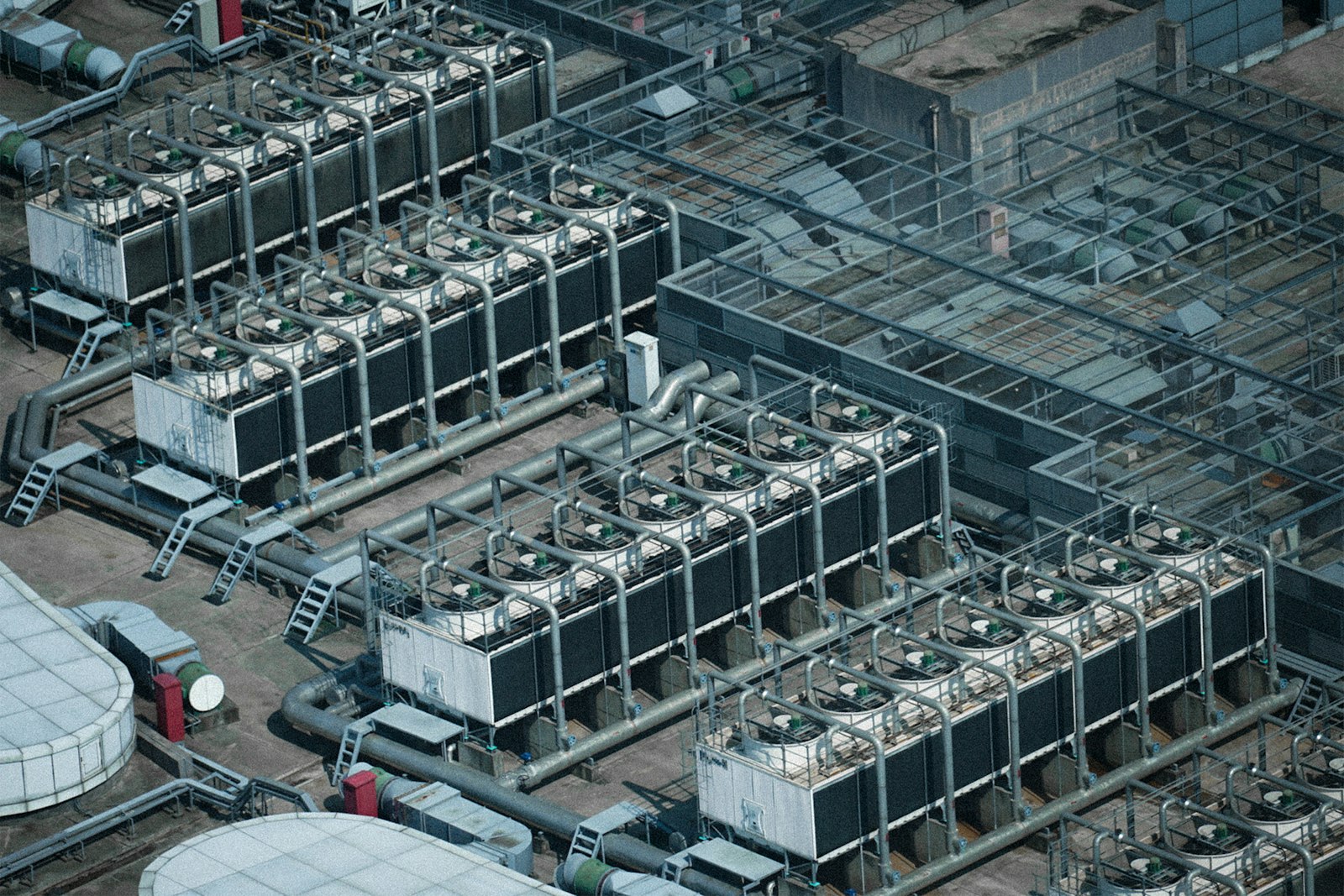Aerial view of rooftop chillers