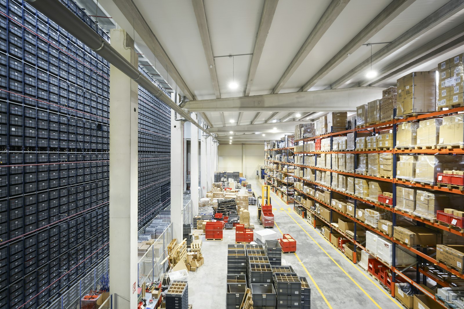 Storeroom aisle with shelving